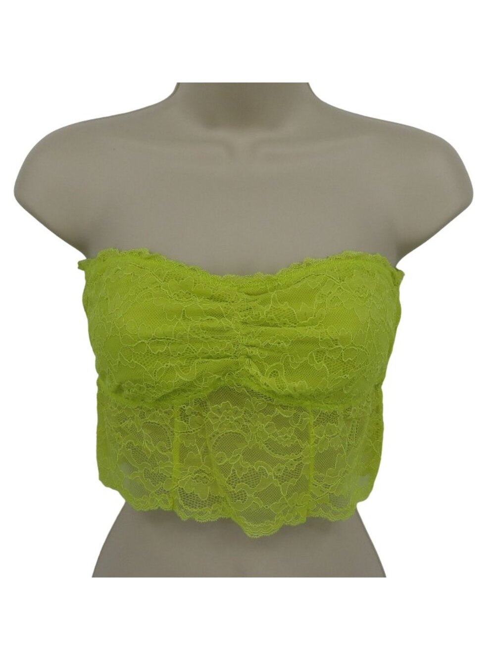 American Eagle Women Medium Yellow Floral Lace Strapless Bralette Bra Bandeau